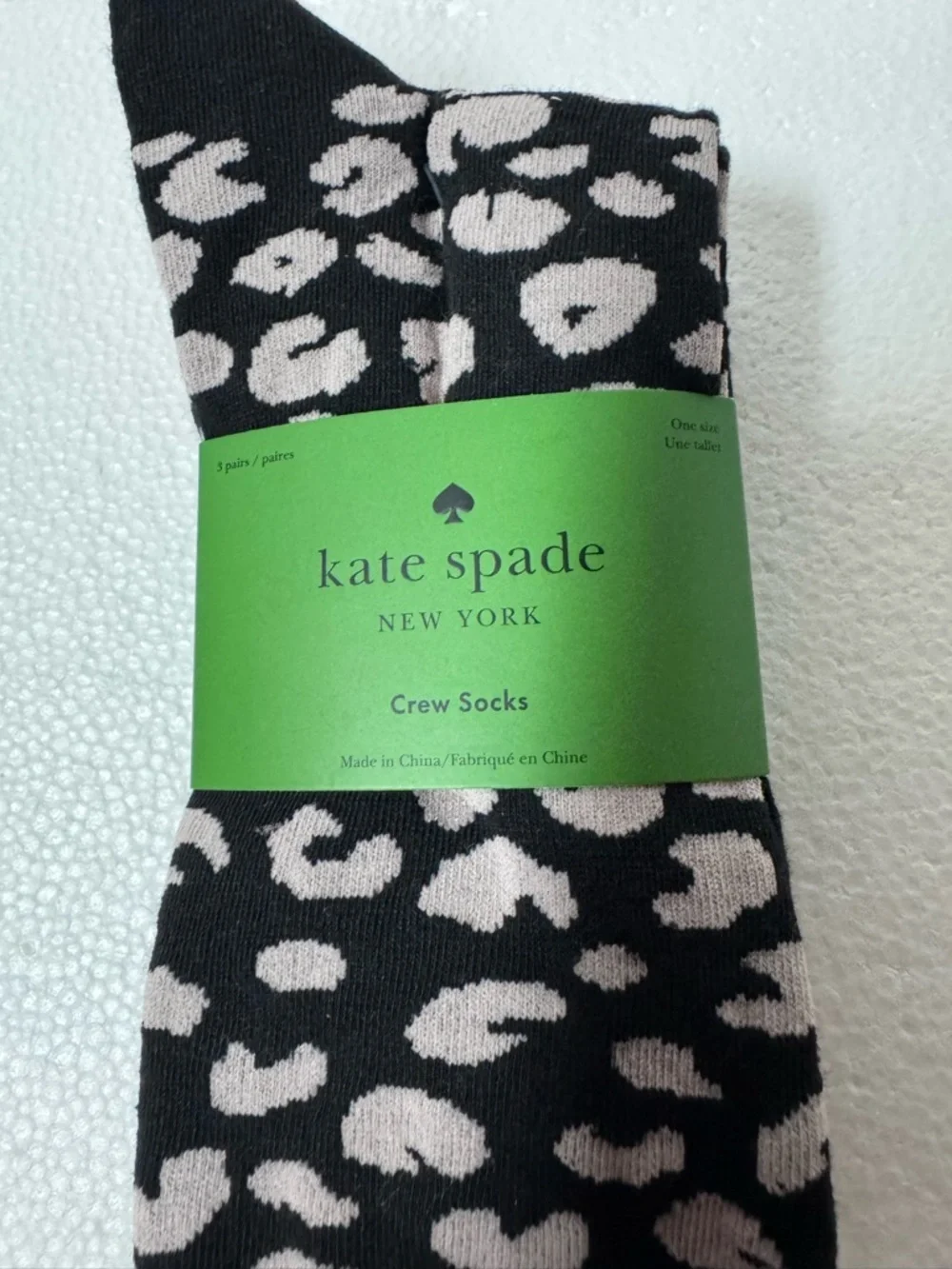 kate spade Black & Light Pink Leopard-Print Crew Socks